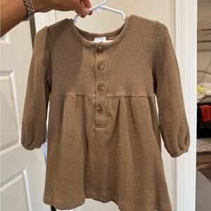 Velvet Kids Casual Dress in Tan